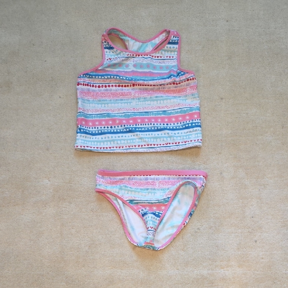 Colorful Striped Two-Piece Swimsuit